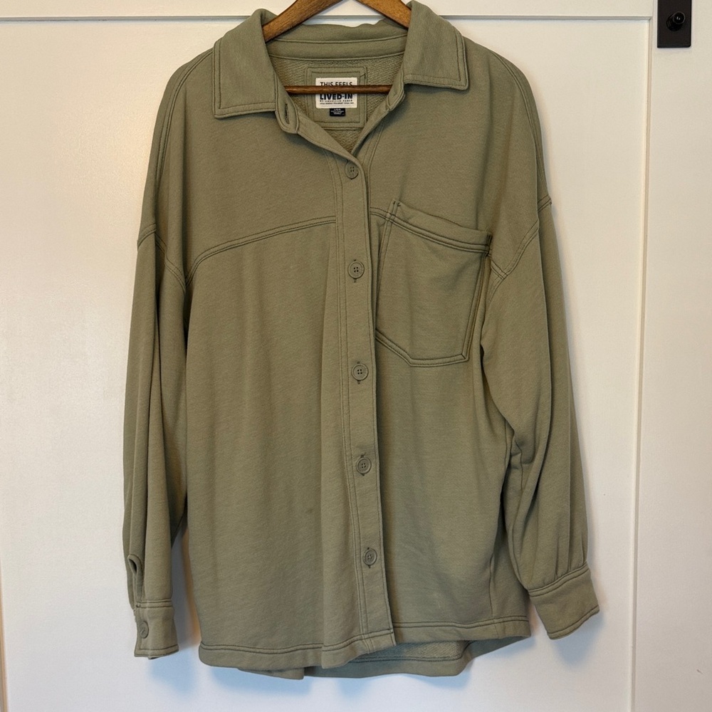 Olive Green Button-Up Shirt